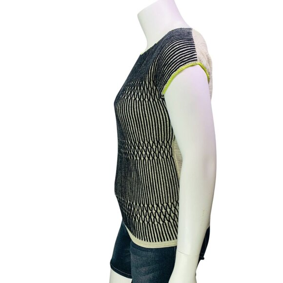 Coldwater Creek Womens Ribbed Neck Sweater Striped Cap Sleeve Size M (10-12) - Picture 8 of 12